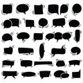 Set of hand drawn, flat, empty, black speech balloons or chat bubbles, design element used for speech.