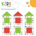 Fill in the missing numbers. Easy colorful math crossword puzzles