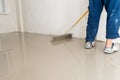 Fill screed floor repair and furnish. Royalty Free Stock Photo