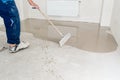 Fill screed floor repair and furnish Royalty Free Stock Photo