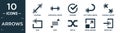 filled arrows icon set. contain flat diagonal, horizontal resize, confirm, left curve arrow, diagonal resize, spin, sort, suffle,