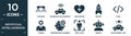 filled artificial intellegence icon set. contain flat flyboard, driverless autonomous car, healthcare, rocket, code, cyborg,