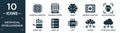 filled artificial intellegence icon set. contain flat quantum computing, difference engine, brain, personal assistant, face