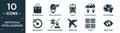 filled artificial intellegence icon set. contain flat shopping bag, shop assistant, train, fyling vehicle, future brain,