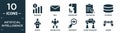 filled artificial intelligence icon set. contain flat business, mail, sensorama, evaluation, database, speech, exoskeleton,