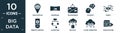 filled big data icon set. contain flat geolocation, panorama, telepresence, thought, bionic, remote control, algorithm, big data,