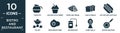 filled bistro and restaurant icon set. contain flat coffe pot, cupcake with cherry, crepe and cream, load of bread, hot dog with Royalty Free Stock Photo