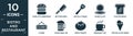 filled bistro and restaurant icon set. contain flat complete hamburger, butcher knife, spatula utensil, round plate, toasted bread