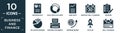 filled business and finance icon set. contain flat infographics, data circular chart, hash rate, monthly wall calendar, revision,