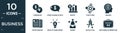 filled business icon set. contain flat currencies, speech bubbles with dollar, deficit, structure, finance, paper graphic, ideas