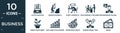 filled business icon set. contain flat laptop analysis, worker digging a hole, sleepy worker at work, boss reading a document, Royalty Free Stock Photo