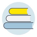 Filled color outline icon for books.