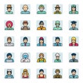 Filled color outline icons for professions.