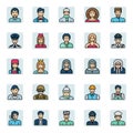 Filled color outline icons for professions.
