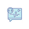 filled color voice note vector icon. headset, play button, sound wave