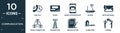 filled communication icon set. contain flat time call, pager, mobile with envelope, modem, receiving email, people connection,