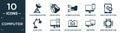 filled computer icon set. contain flat telecommunications, mouse device, connected folder data, responsive de, tablet data