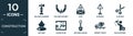 filled construction icon set. contain flat inclined hammer, inclined magnet, joist, working, clippers, inclined, house plan,