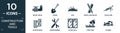 filled construction and tools icon set. contain flat relief valve, spade, soil, pencil and ruler, caulk gun, scaffolding,