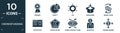 filled crowdfunding icon set. contain flat reward, equity, gif, packaging, money flow, prototype, kickstarter, bionic contact lens