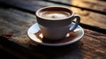 Filled cup aromatic coffee close-up Royalty Free Stock Photo
