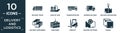 filled delivery and logistics icon set. contain flat delivery truck, logistic ship, transportation, express delivery, delivery