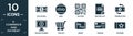 filled e commerce and payment icon set. contain flat dollar bill, ebay, qr code, waiting list, transaction, online payment,