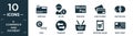 filled e commerce and payment icon set. contain flat wirecard, seller, worldpay, card payment, mastercard, eway, transfer, basket