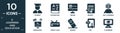 filled e learning and education icon set. contain flat student, vocabulary, online, grades, self-learning, knowledge, pencil case