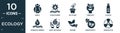 filled ecology icon set. contain flat earth, hydro power, eco plant, think eco, plastic, hydraulic energy, save the world, nature