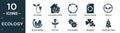 filled ecology icon set. contain flat eco power, ecological house, recycling, recycled paper, recycle, reload arrows, eco plug,