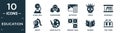 filled education icon set. contain flat school bell, shakespeare, invitation, yorick, bookshelf, knight, paint palette, periodic Royalty Free Stock Photo