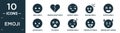 filled emoji icon set. contain flat smile emoji, broken heart emoji, suspect imagine excited muted sca sleeping tongue out smiling