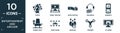 filled entertainment and arcade icon set. contain flat chess, home theater, video editing, walkman, gameboy, cinema seat, video Royalty Free Stock Photo