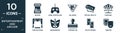filled entertainment and arcade icon set. contain flat arcade, game controller, billiards, virtual reality glasses, carousel,