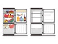 Filled with food and empty refrigerators vector