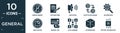 filled general icon set. contain flat impeachment, copywriting, agitation, crypto-exchange, hr services, add photos, annual fee,