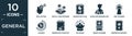 filled general icon set. contain flat realization, initial coin offering, marketing plan, shoulder immobilizer, mri scanner, Royalty Free Stock Photo