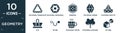 filled geometry icon set. contain flat polygonal triangular recycle, polygonal hexagonal, ennegon, polygonal rhomb, boat of small