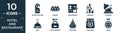 filled hotel and restaurant icon set. contain flat do not disturb, onigiri, checkroom, servant, chicken, dish, left-luggage,