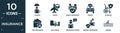 filled insurance icon set. contain flat elderly, crash, family insurance, repair, disabled, fire insurance, side crash, advice,