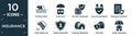 filled insurance icon set. contain flat flooded house, bank safe, delivery insurance, familiar insurance, marriage contract,