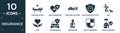 filled insurance icon set. contain flat hospitalization, heart insurance, rear end collision, long term protection, bite, safe,