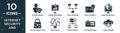 filled internet security and icon set. contain flat access denied, connection error, local network, email security, monitor