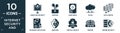 filled internet security and icon set. contain flat computer security, airpods, hard drive, cloud, data center, network