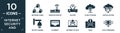 filled internet security and icon set. contain flat network cubes, wireless router, router, cloud storage, virtualization, rotate