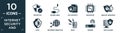 filled internet security and icon set. contain flat protected, phone cable, file security, microchip, medical research, sync,