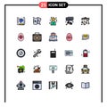 Filled line Flat Color Pack of 25 Universal Symbols of baby, programming, black, keyboard, star