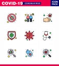 9 Filled Line Flat Color viral Virus corona icon pack such as virus, bacteria, touch, protection, hands