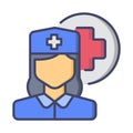 filled line icon nurse or doctor female with white background. Premium Vector Ilustration